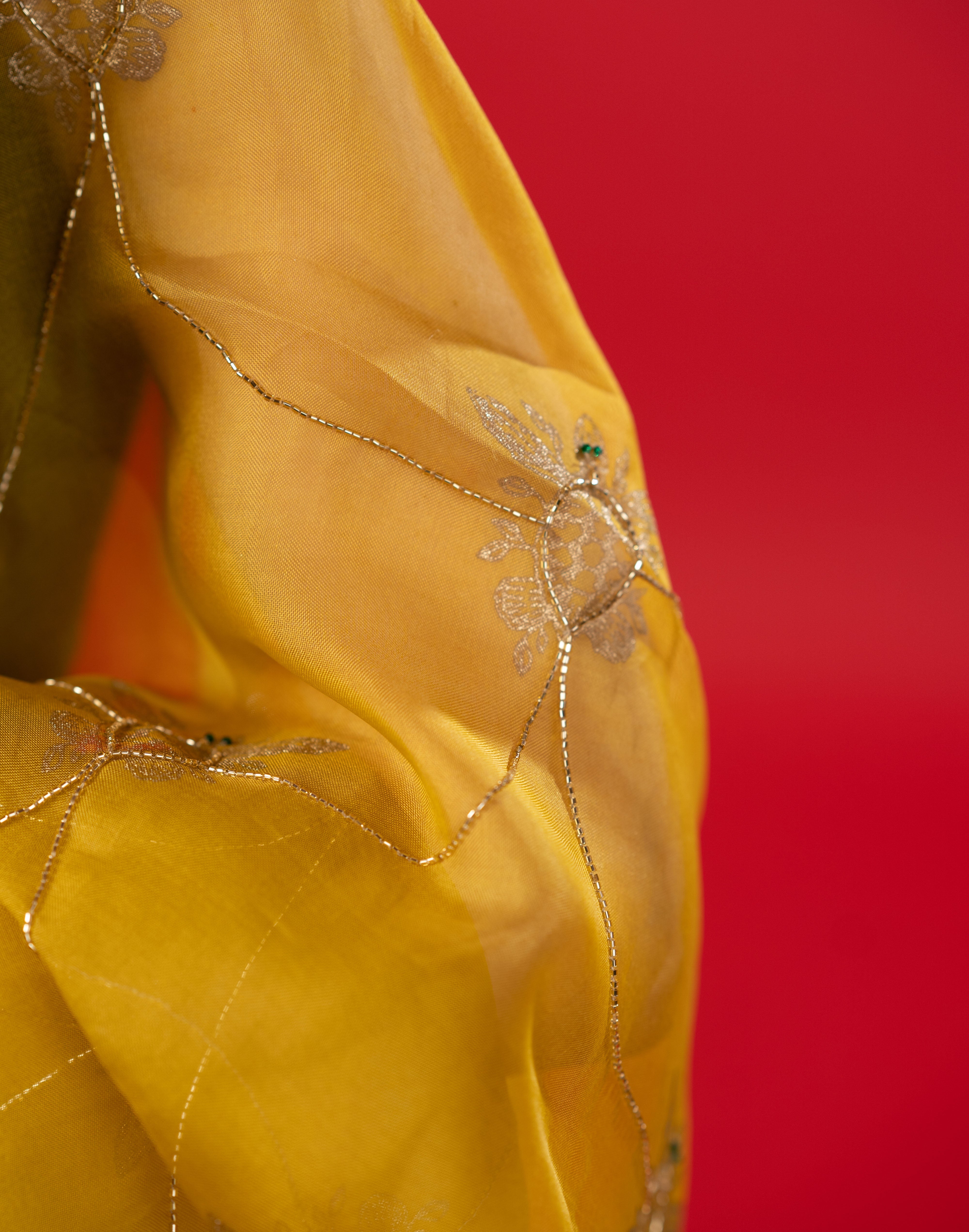 Lightweigh Pure Organza Silk Saree With Hand Embroidered Tortoise Butta and Bottle Green Blouse